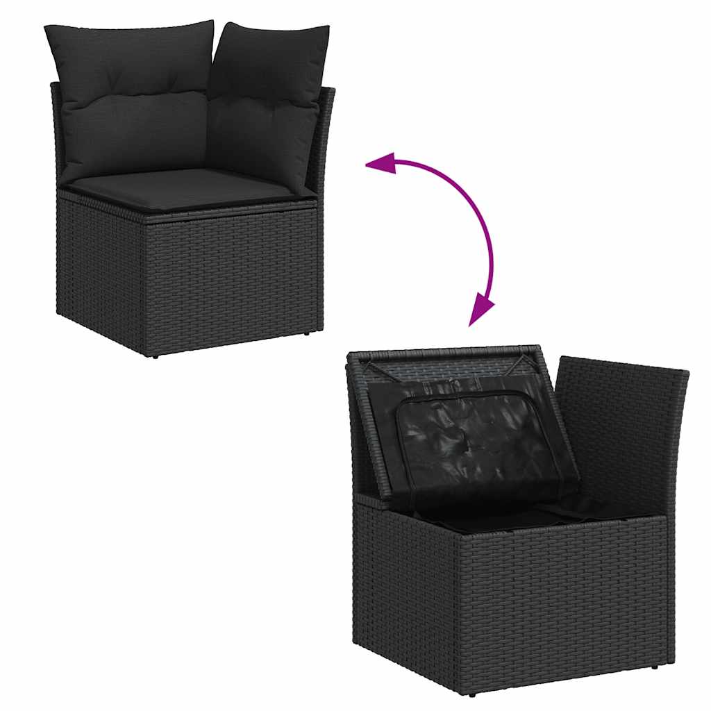 Garden Sofa Set with Cushions Modular Sofa 5 Piece Black Poly Rattan - Relax in Style, Outdoor Furniture Sets