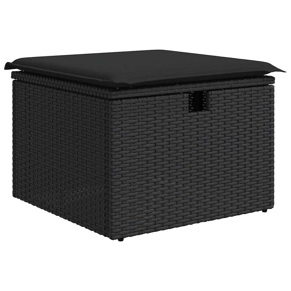 Rattan finish - Garden Sofa Set with Cushions Modular Sofa 5 Piece Black Poly Rattan - Stylish & Versatile