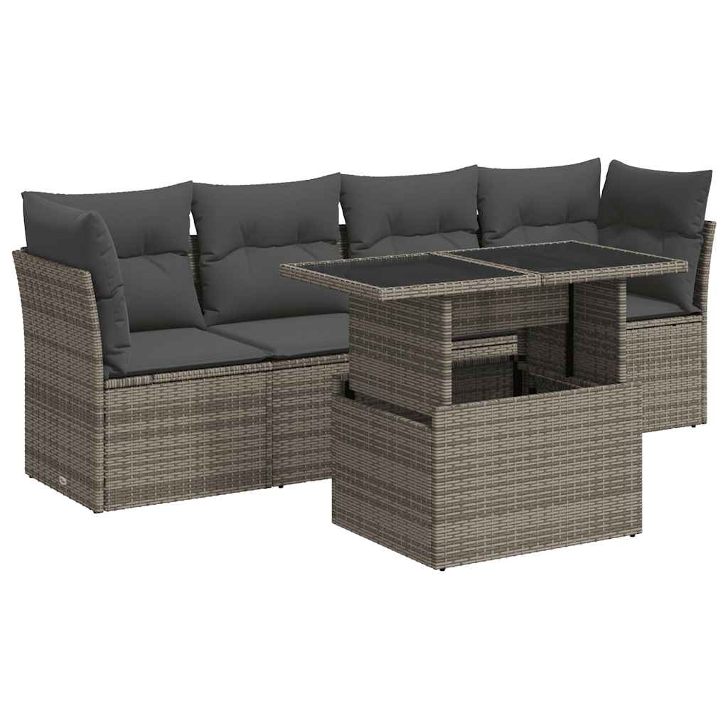 Grey colour - Garden Sofa Set with Cushions Modular Sofa 5 Piece Grey Poly Rattan - Perfect Outdoor Comfort