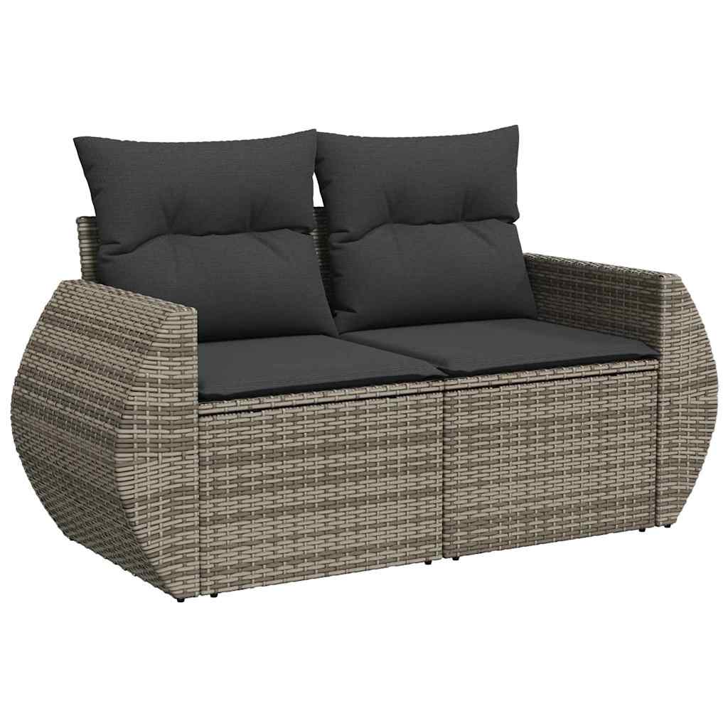 Rattan finish - Garden Sofa Set with Cushions Modular Sofa 5 Piece Grey Poly Rattan - Stylish Comfort