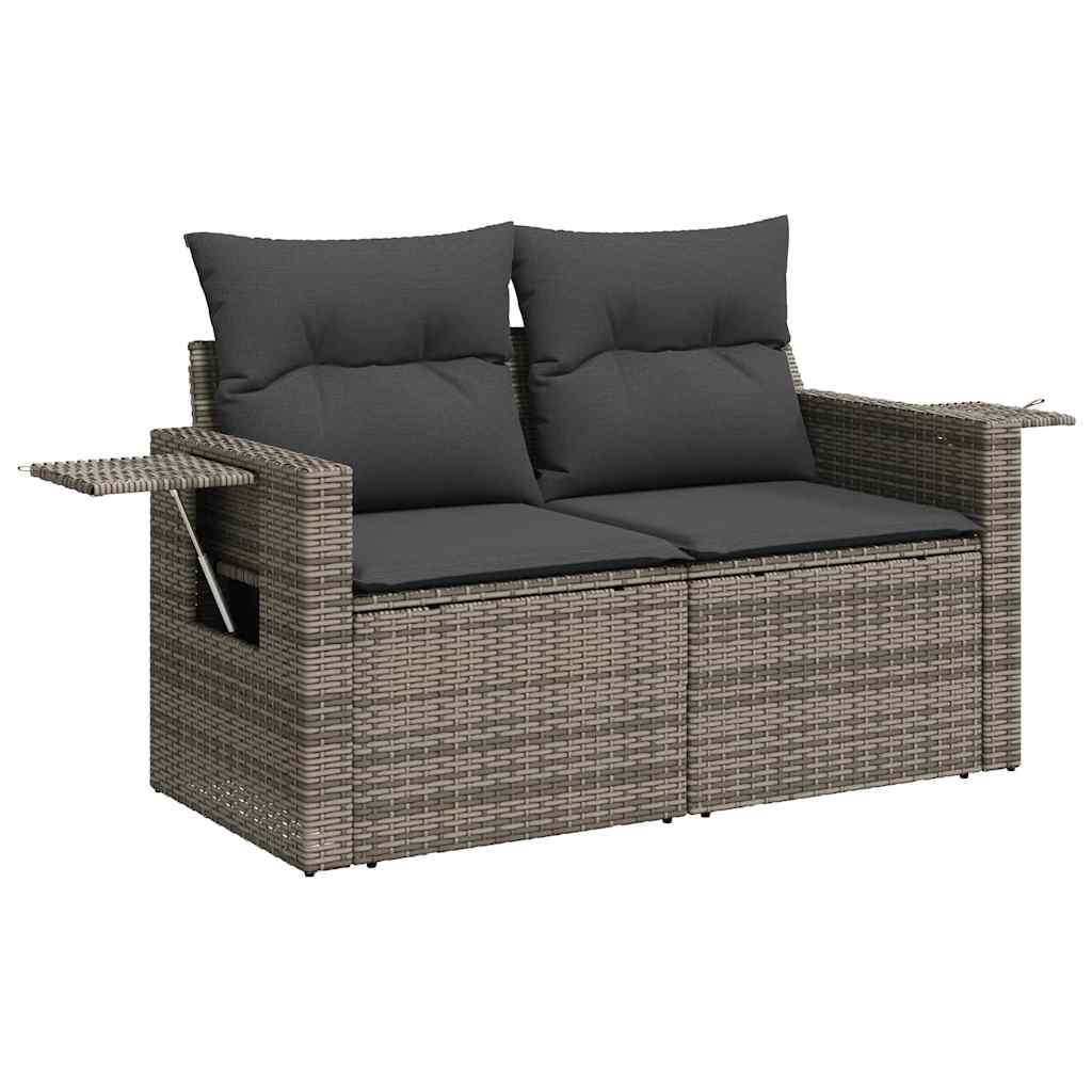 Rattan finish - Garden Sofa Set with Cushions Modular Sofa 5 Piece Grey Poly Rattan - Versatile and Stylish