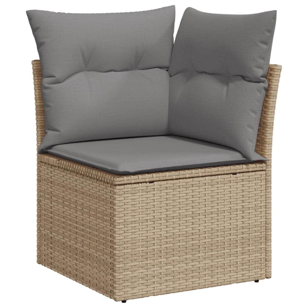 Garden Sofa Set with Cushions Modular Sofa 6 Piece Beige Poly Rattan - Modern Comfort