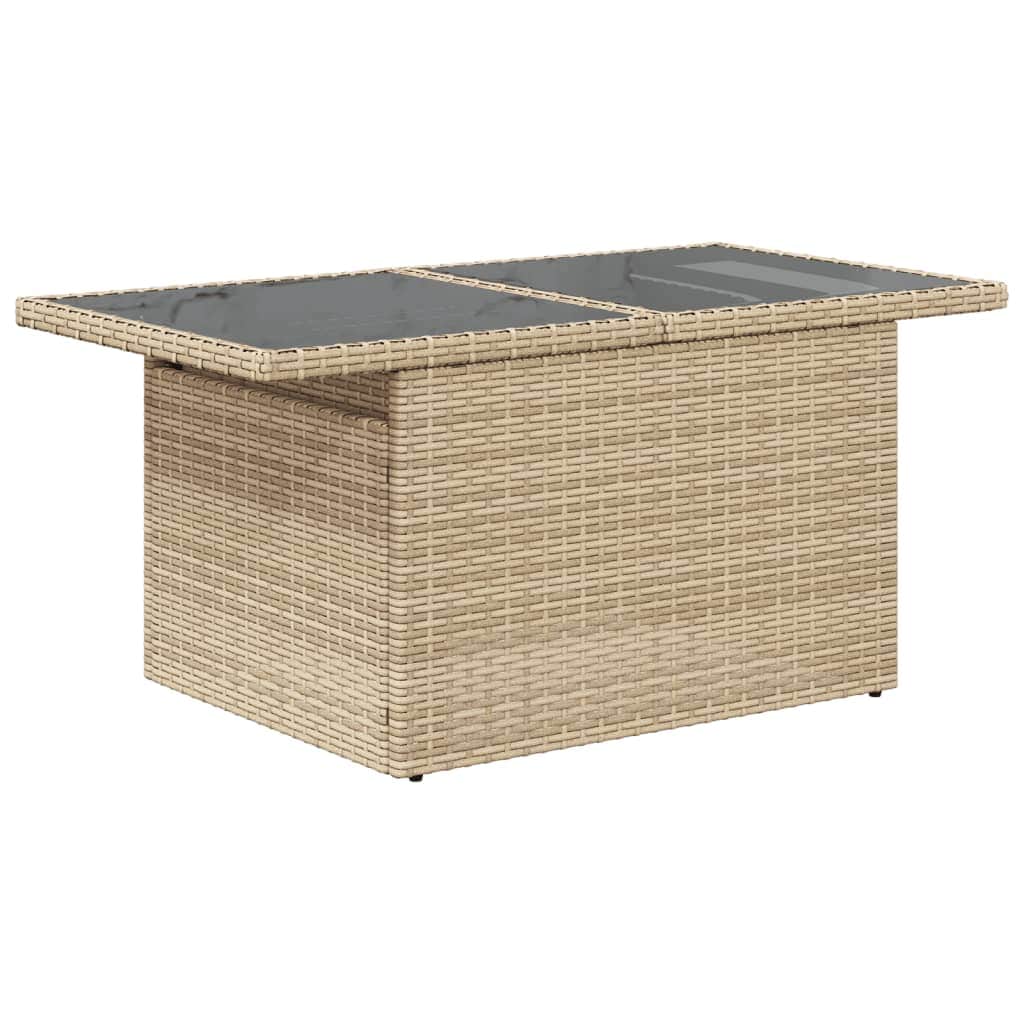 Rattan finish - Garden Sofa Set with Cushions Modular Sofa 6 Piece Beige Poly Rattan - Modern Comfort