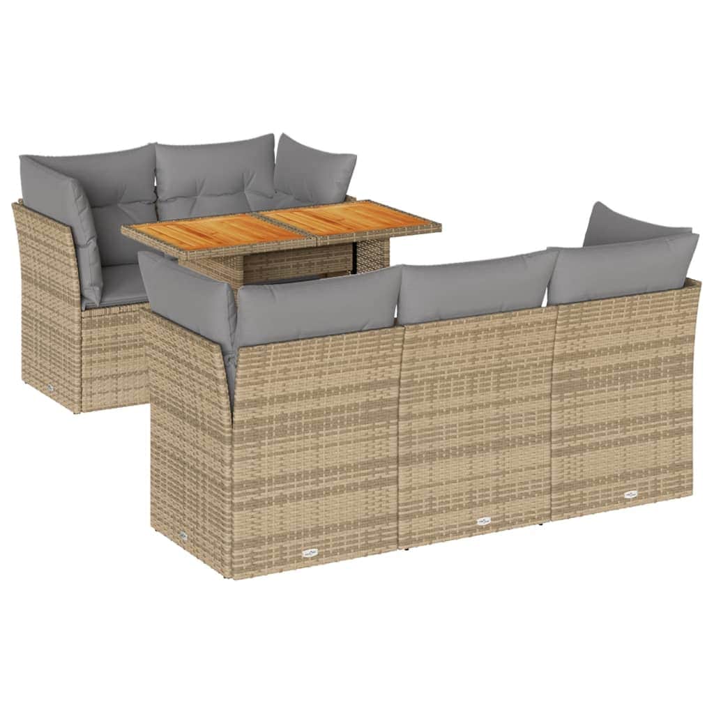 Beige colour - Garden Sofa Set with Cushions Modular Sofa 6 Piece Beige Poly Rattan - Stylish & Durable