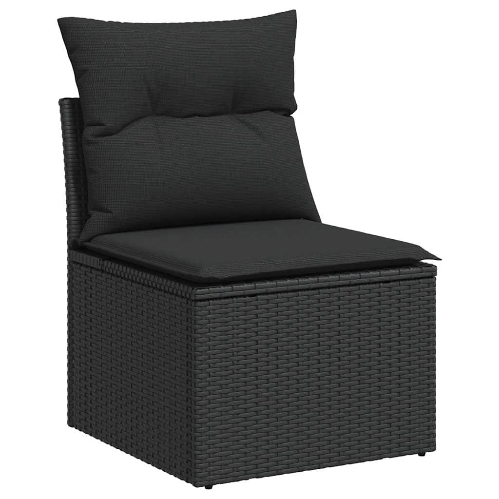 Garden Sofa Set with Cushions Modular Sofa 6 Piece Black Poly Rattan - Relax in Style | Rattan finish