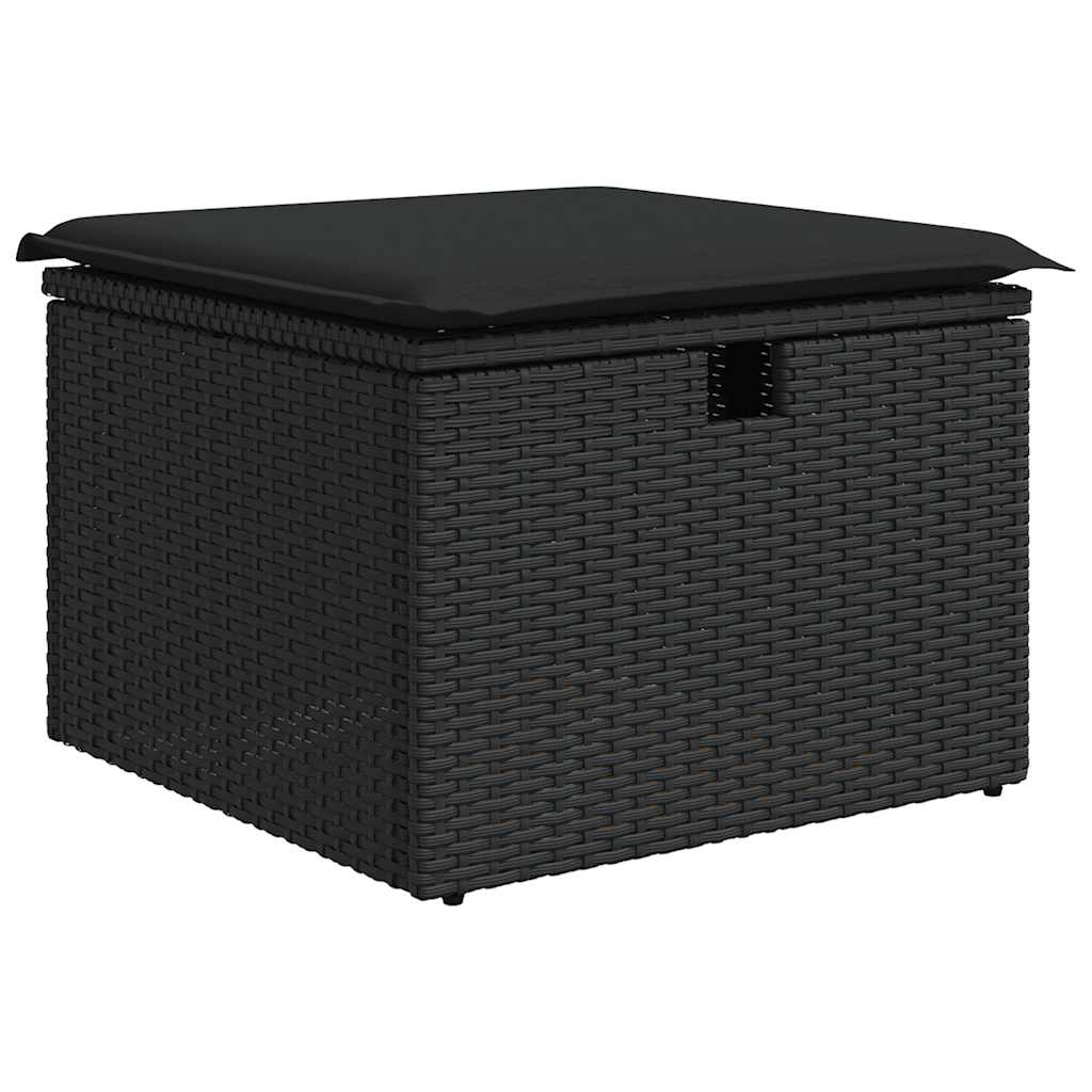 Rattan finish - Garden Sofa Set with Cushions Modular Sofa 6 Piece Black Poly Rattan - Relax in Style