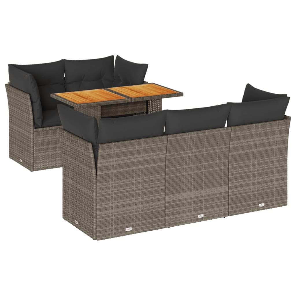 Grey colour - Garden Sofa Set with Cushions Modular Sofa 6 Piece Grey Poly Rattan - Stylish