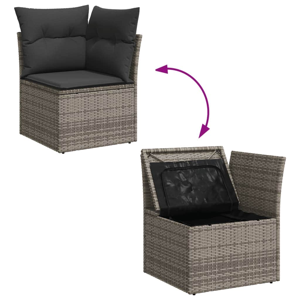 Garden Sofa Set with Cushions Modular Sofa 6 Piece Grey Poly Rattan - Stylish | Outdoor Furniture Sets