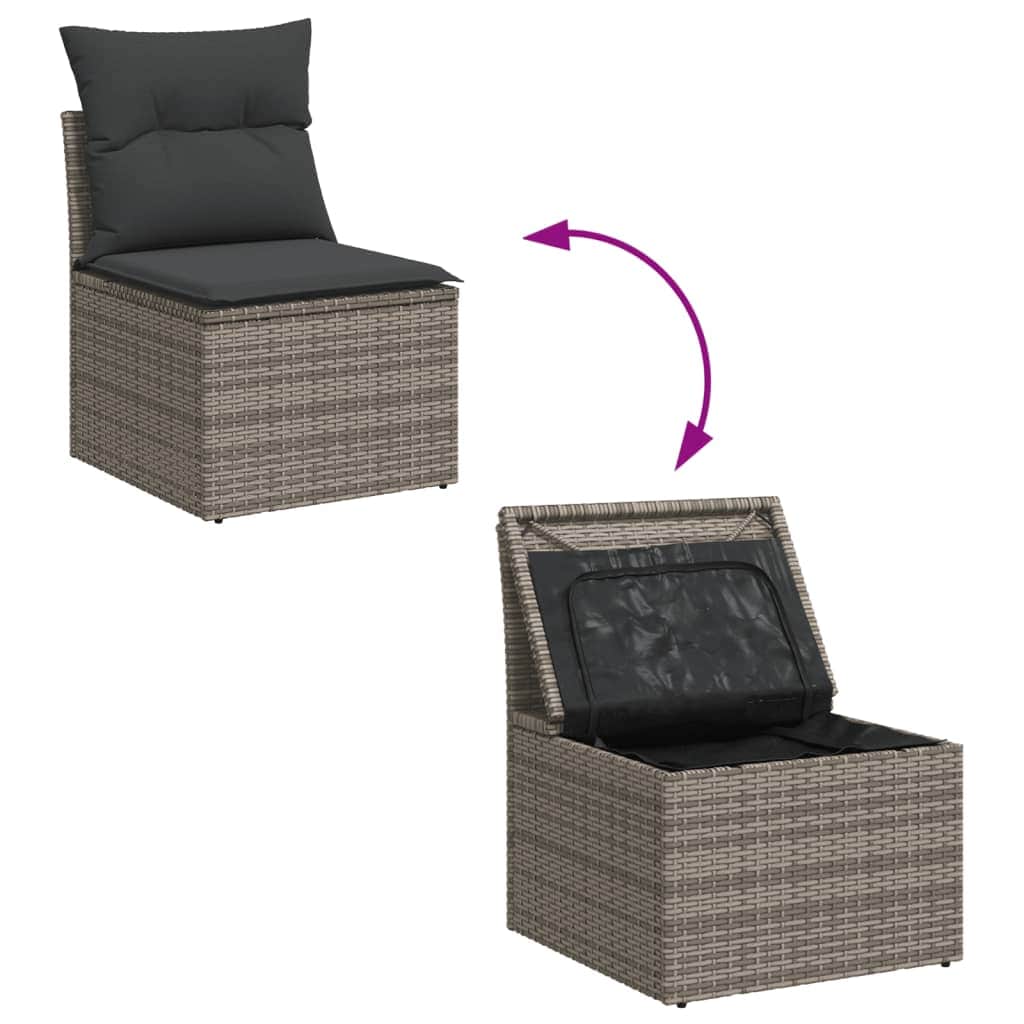 Garden Sofa Set with Cushions Modular Sofa 6 Piece Grey Poly Rattan - Stylish | Grey colour
