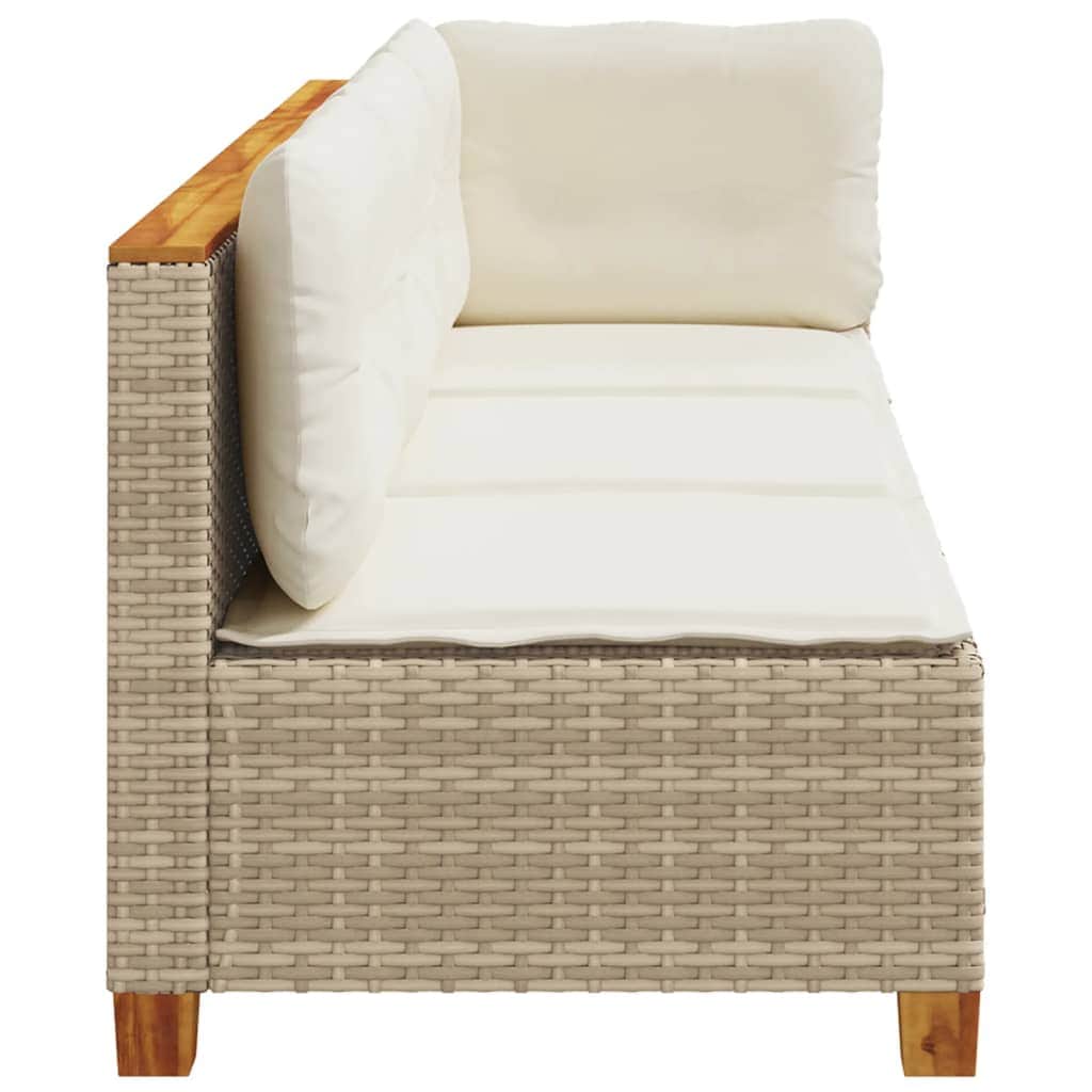 Garden Sofa with Cushions 3-Seater - Beige Poly Rattan