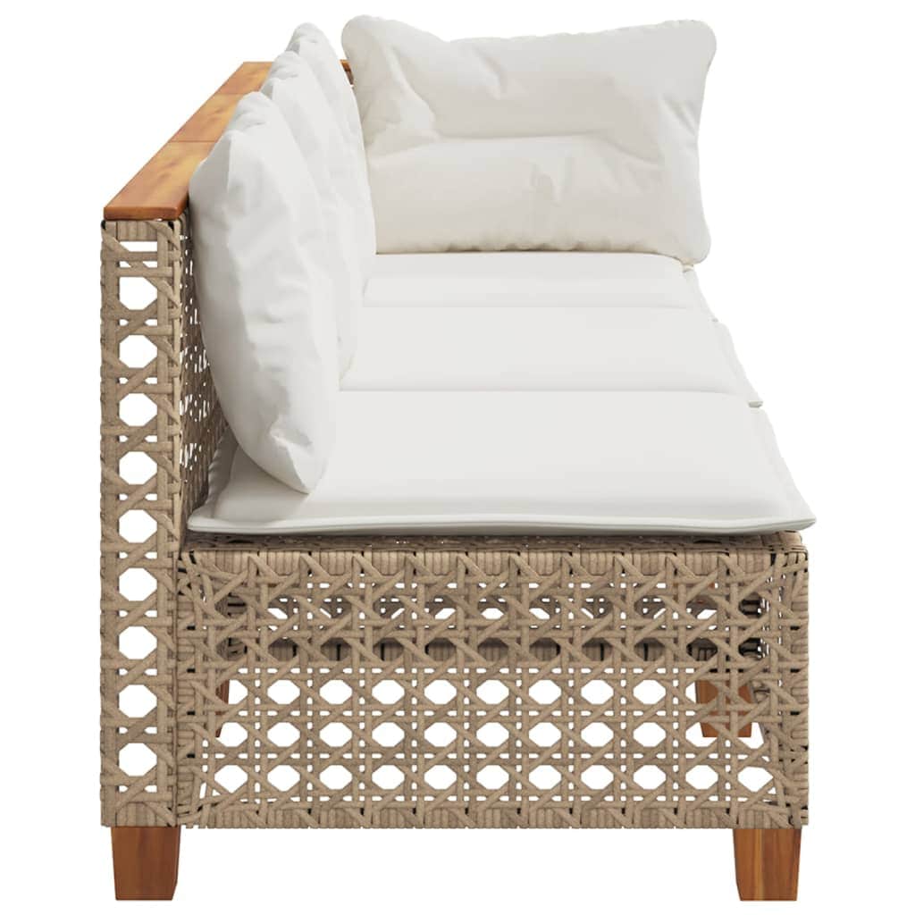 Garden Sofa with Cushions 3-Seater Beige - Poly Rattan
