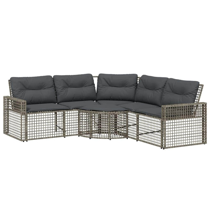 Grey colour - Garden Sofa with Cushions and Footstool L-Shaped Grey Poly Rattan