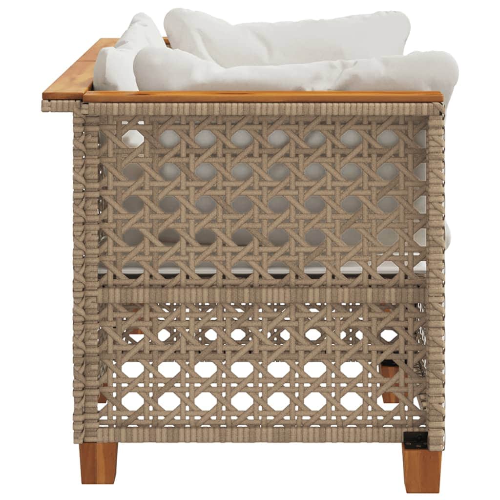 Garden Sofas Corner with Cushions 2 pcs Beige Poly Rattan, Rattan finish