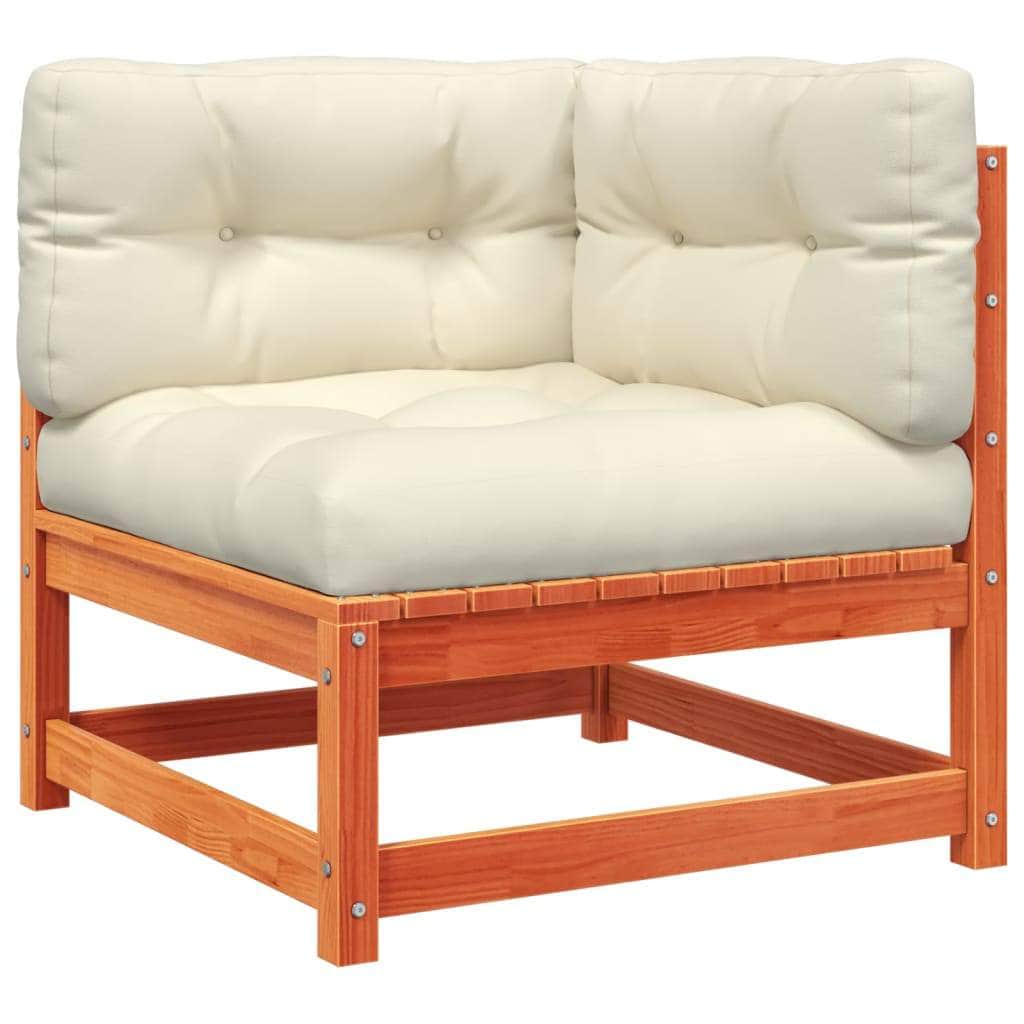 Outdoor Sectional Sofa Units - Garden Sofas Corner with Cushions 2 pcs Wax Brown Solid Wood Pine