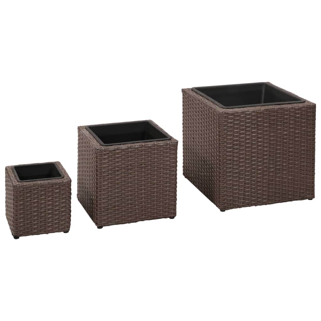 Garden Square Planter Set 3 Pieces Rattan Brown - Simple deals