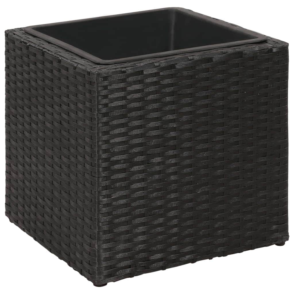Garden Square Rattan Planter Set 3 pcs Black