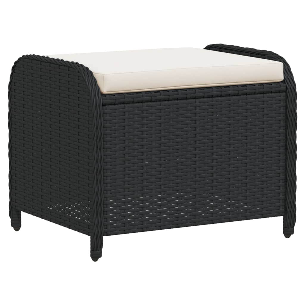 Brown colour - Garden Stool with Cushion Brown Poly Rattan