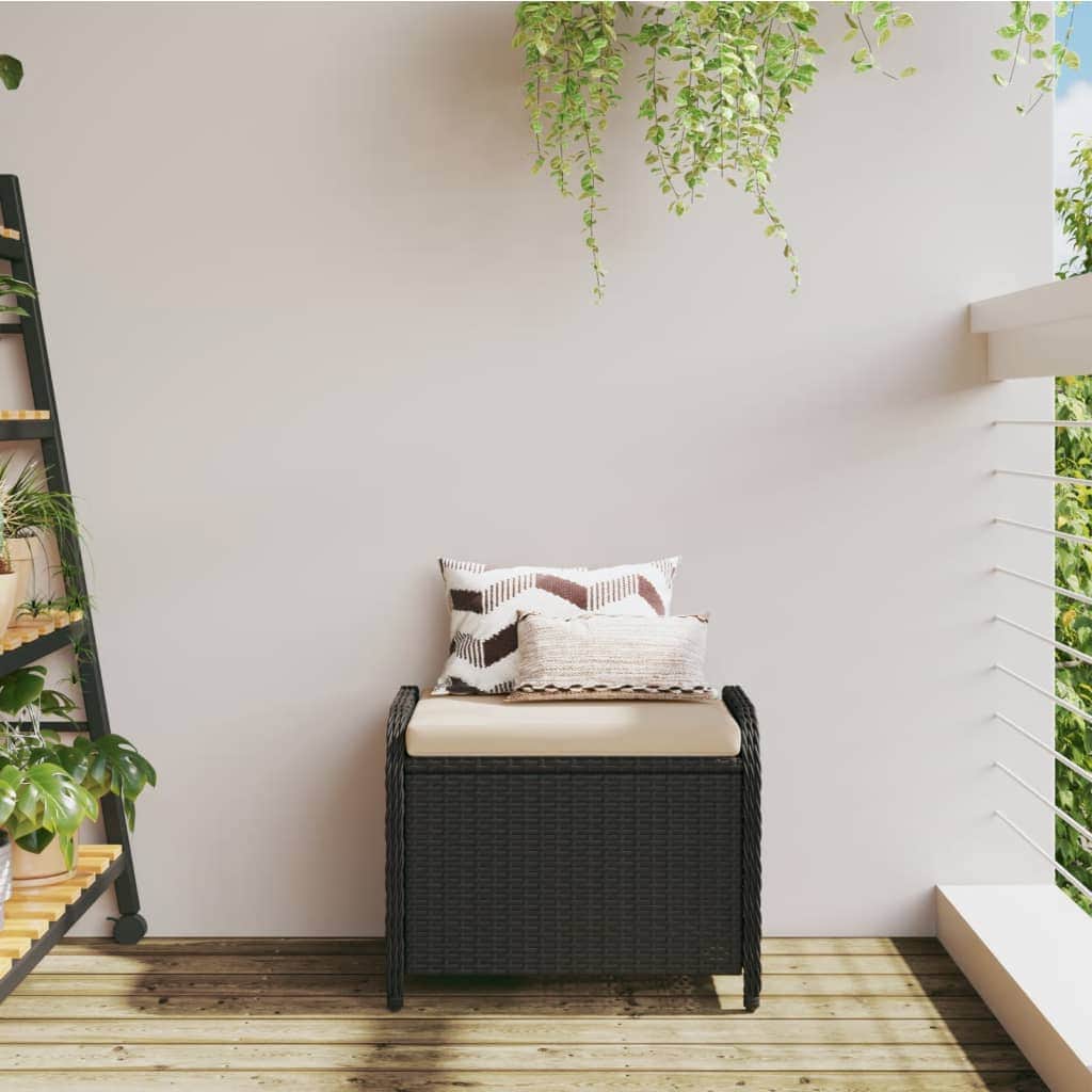 Garden Stool with Cushion Brown Poly Rattan | Rattan finish