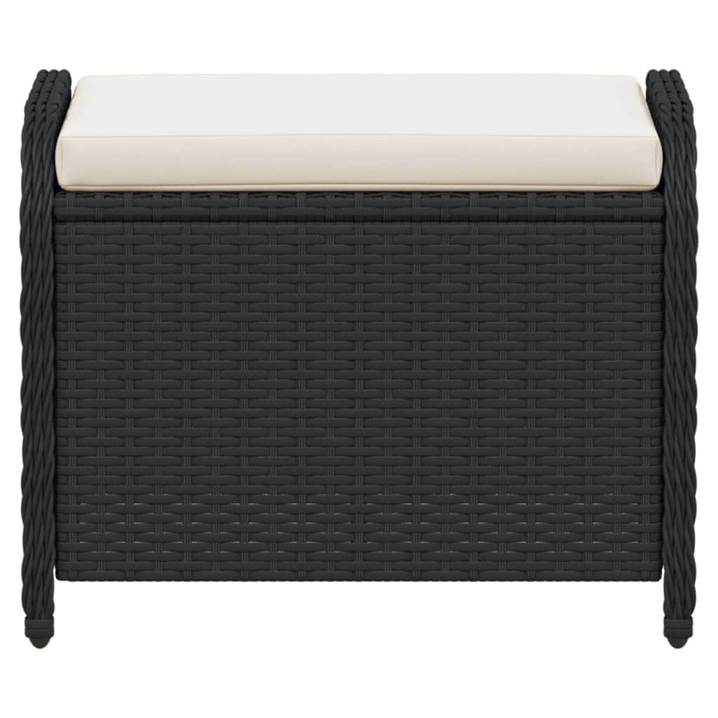 Outdoor Foot Rests - Garden Stool with Cushion Brown Poly Rattan