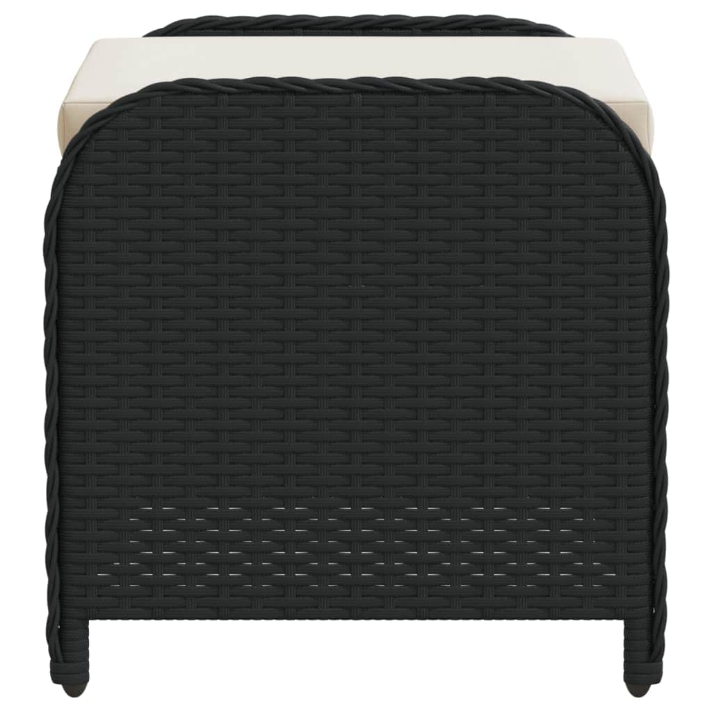 Rattan finish - Garden Stool with Cushion Brown Poly Rattan