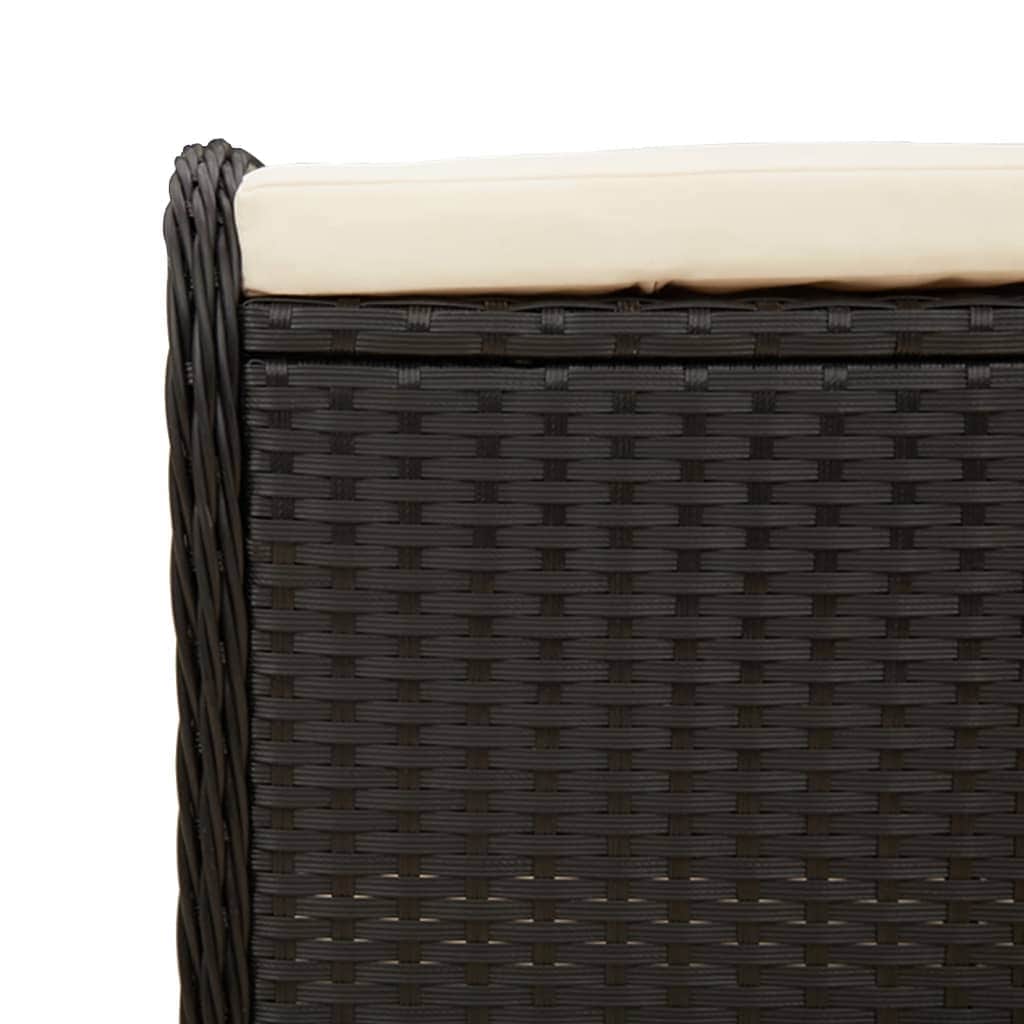Garden Stool with Cushion Brown Poly Rattan | Brown colour