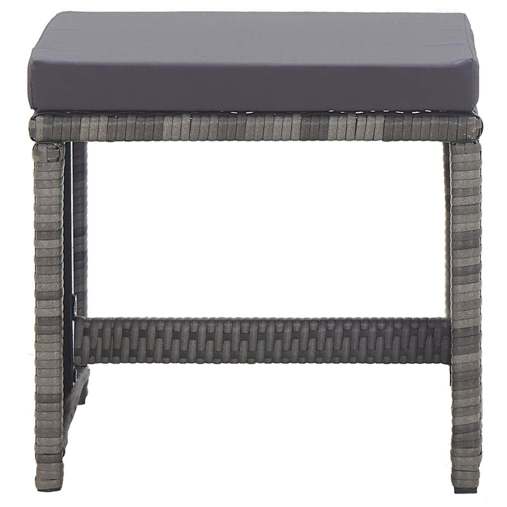 Garden Stools 2 pcs with Cushions Poly Rattan Anthracite