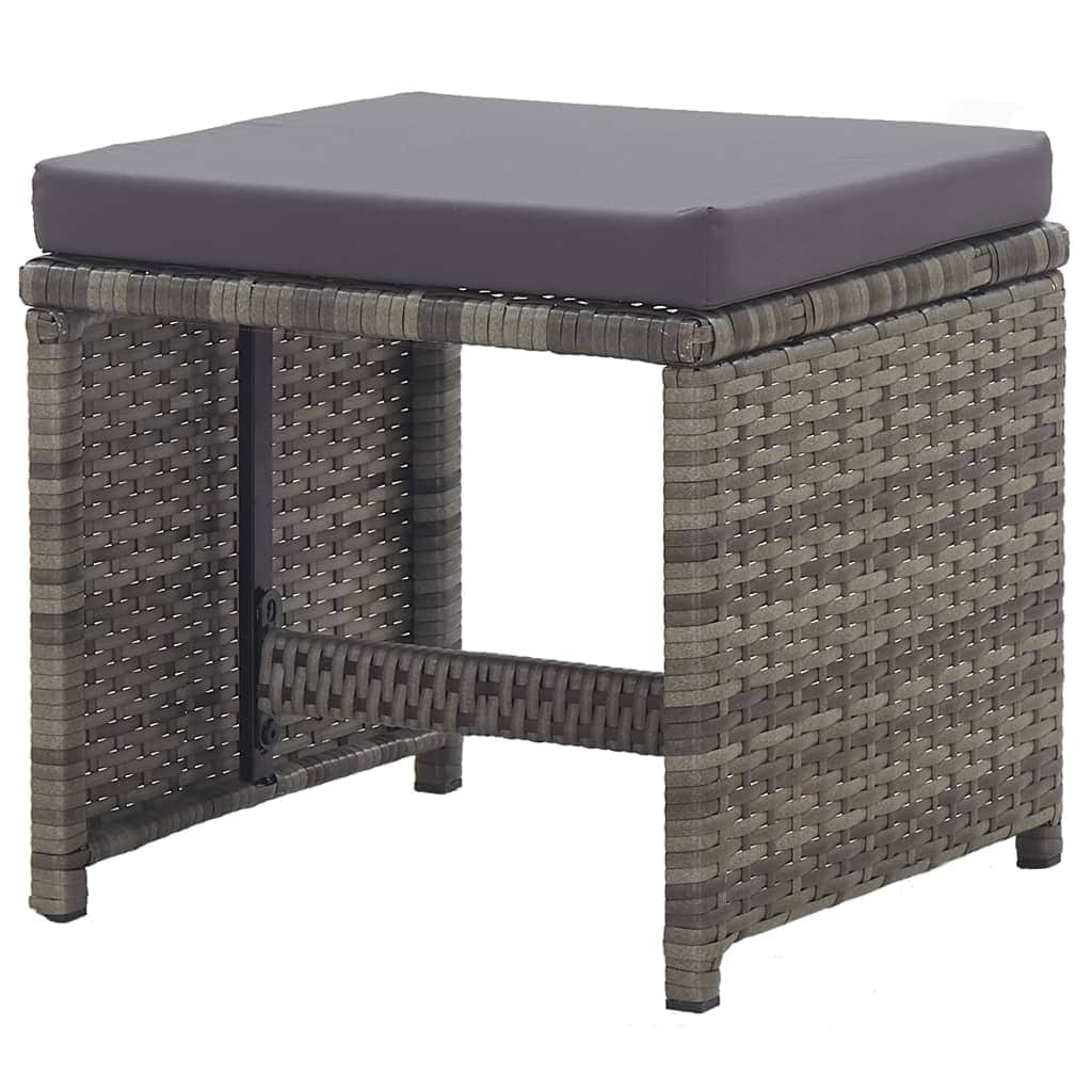 Garden Stools 2 pcs with Cushions Poly Rattan Anthracite