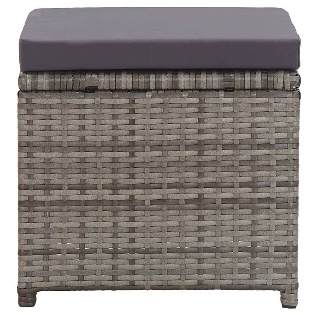 Garden Stools 2 pcs with Cushions Poly Rattan Anthracite