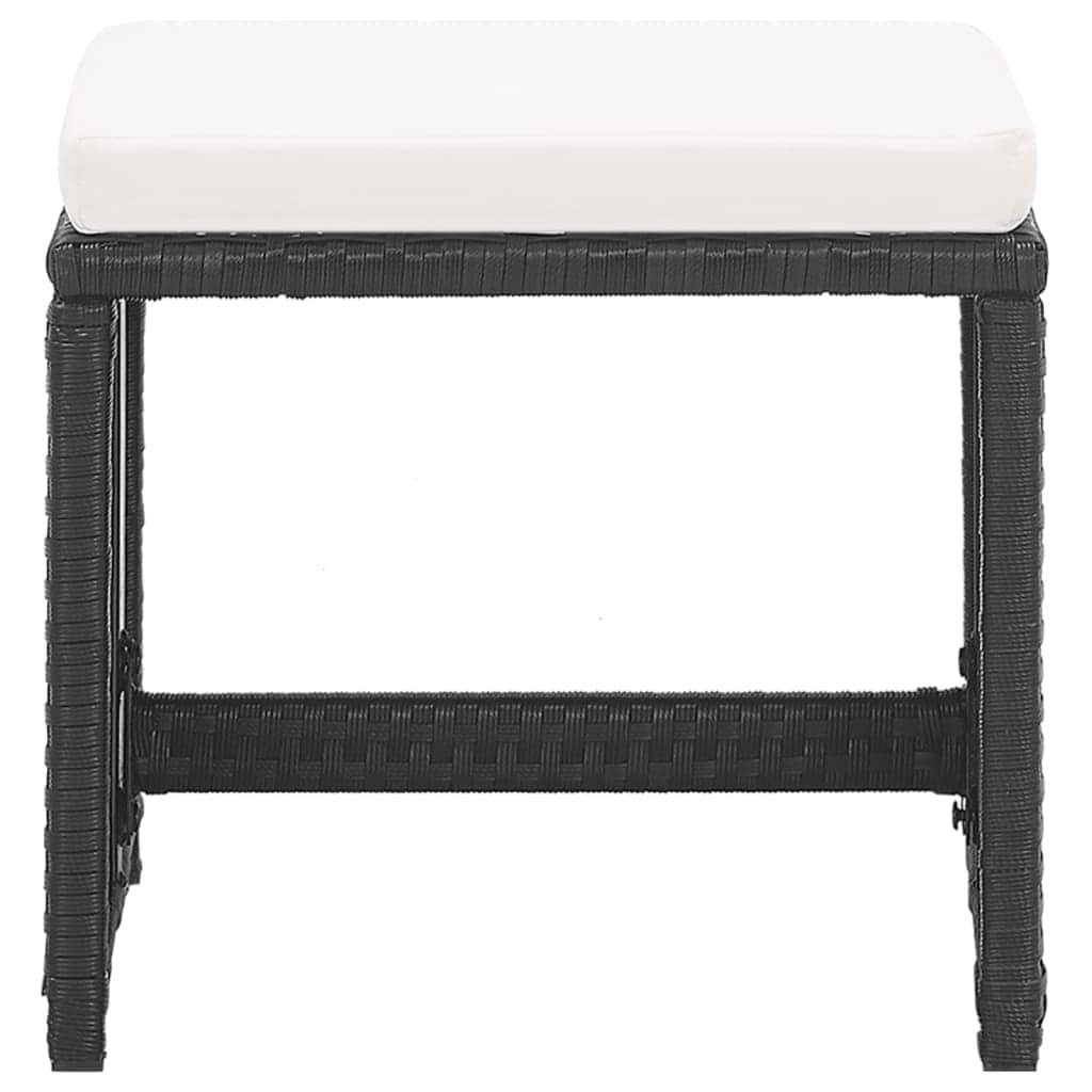 Garden Stools 2 pcs with Cushions Poly Rattan Black