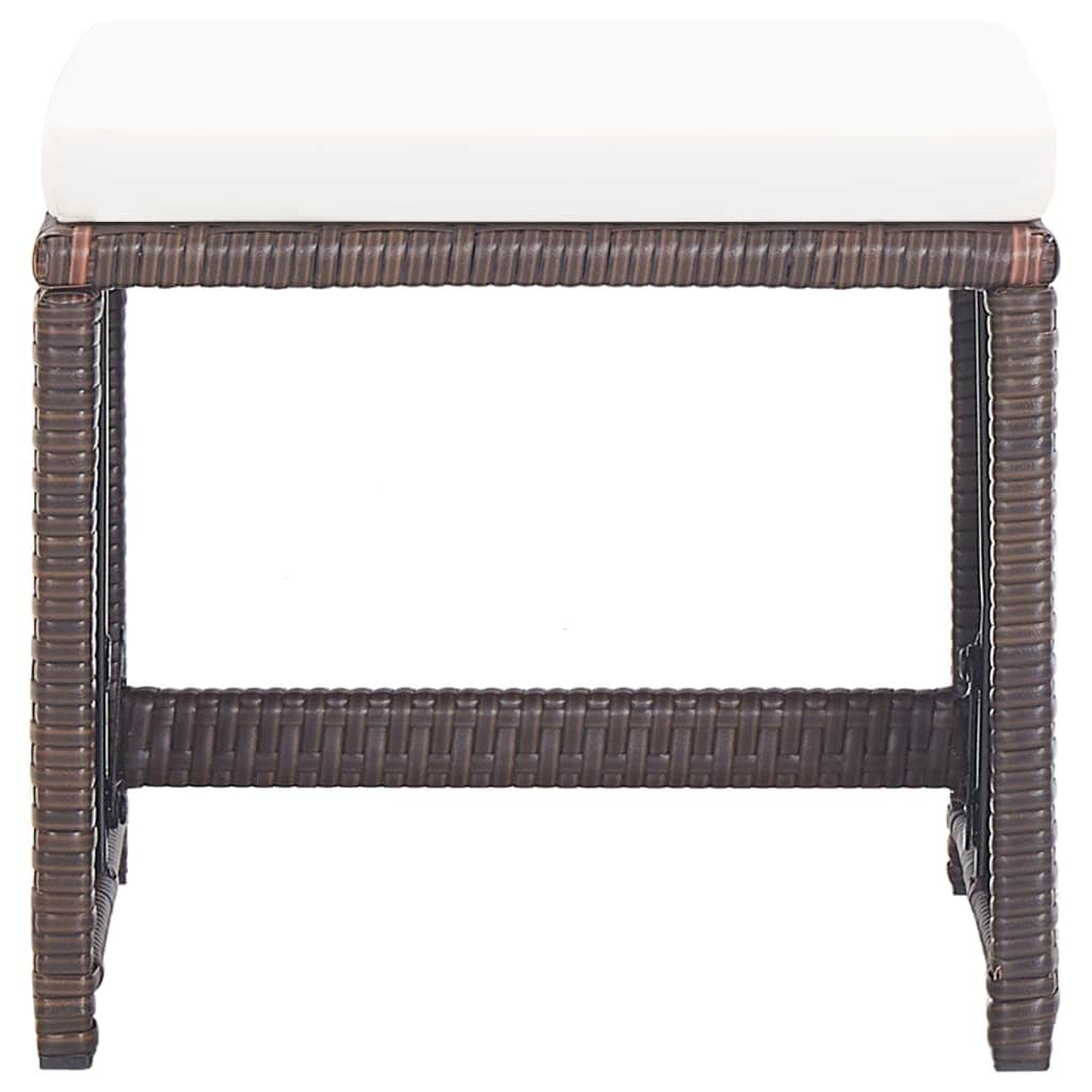 Garden Stools 2 pcs with Cushions Poly Rattan Brown