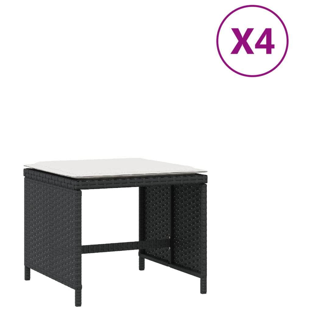 4 Pcs - Garden Stools with Cushions 4 pcs Black