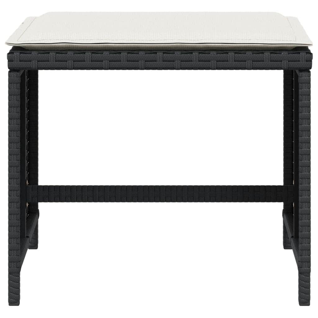 Black colour - Garden Stools with Cushions 4 pcs Black