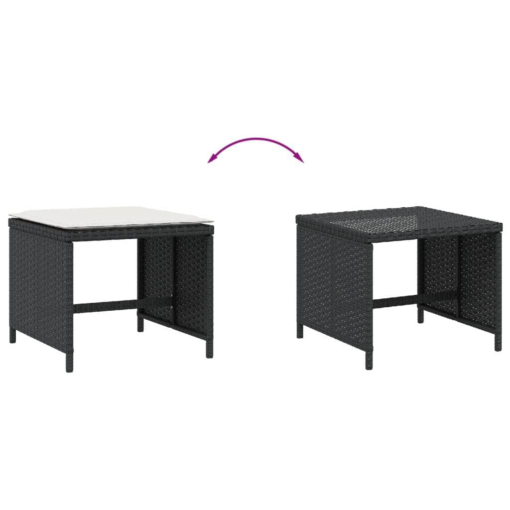 Garden Stools with Cushions 4 pcs Black | 4 Pcs