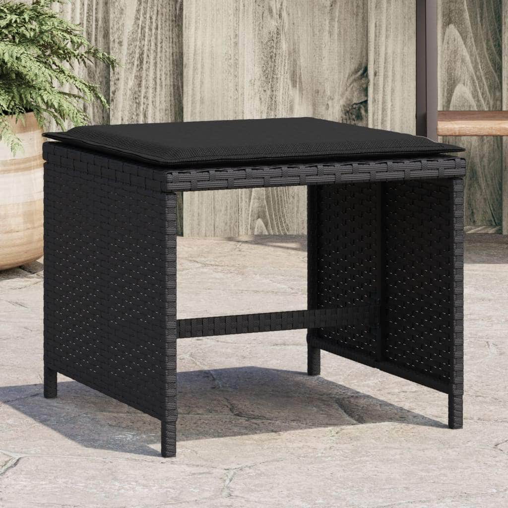 Garden Stools with Cushions 4 pcs Black with 4 Pcs