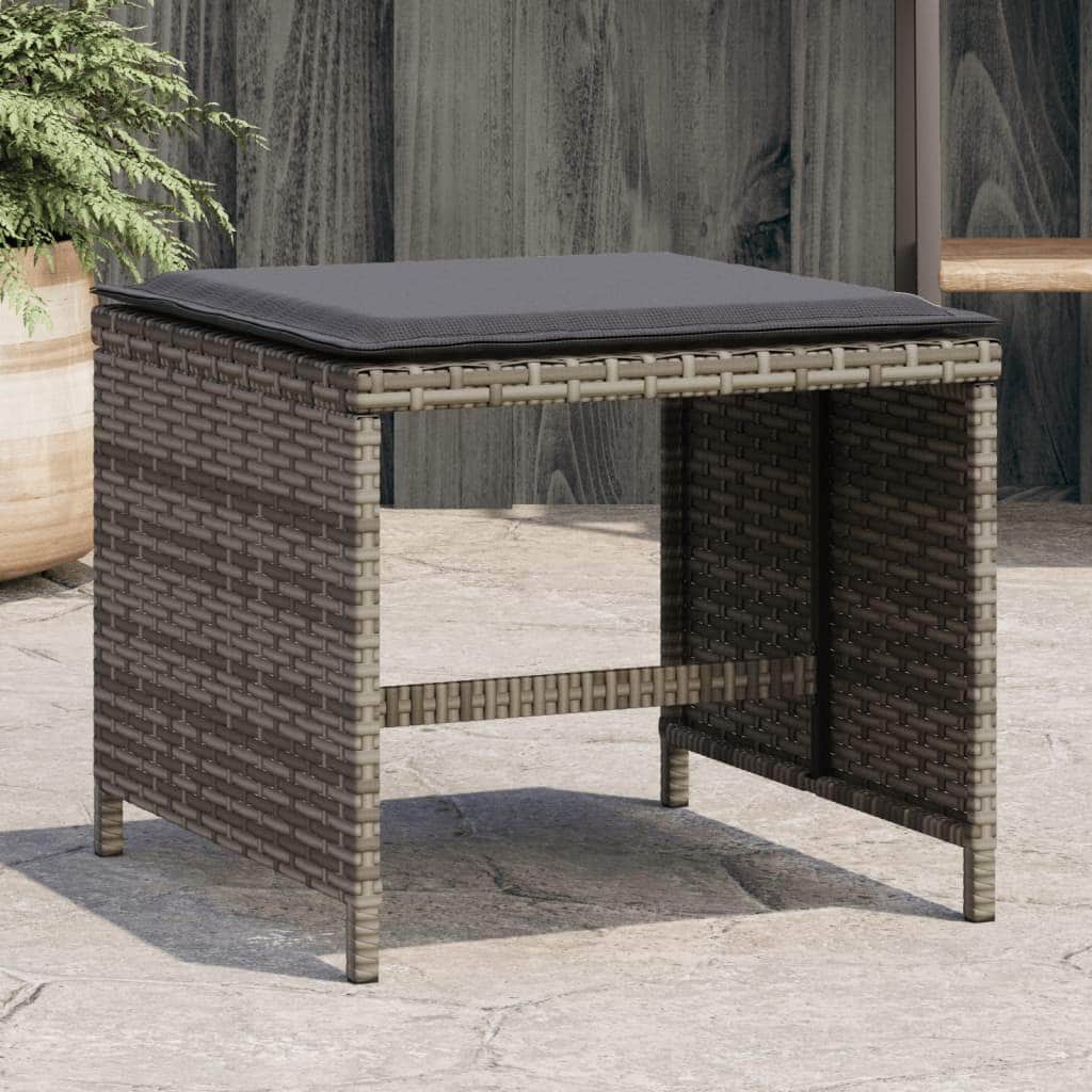 Garden Stools with Cushions 4 pcs Black with Black colour