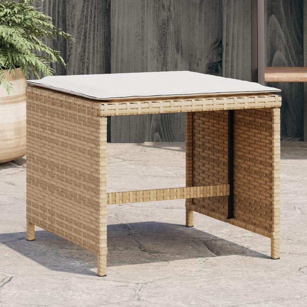 Garden Stools with Cushions 4 pcs Black - 4 Pcs