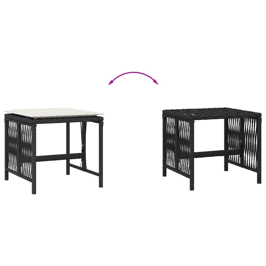Garden Stools with Cushions 4- pcs Black Poly Rattan | Black colour