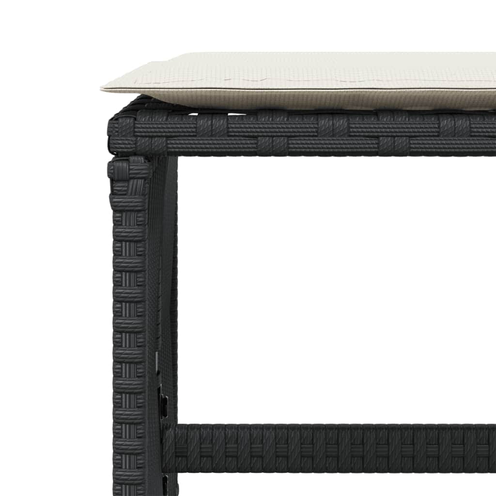 Garden Stools with Cushions 4- pcs Black Poly Rattan, Outdoor Foot Rests
