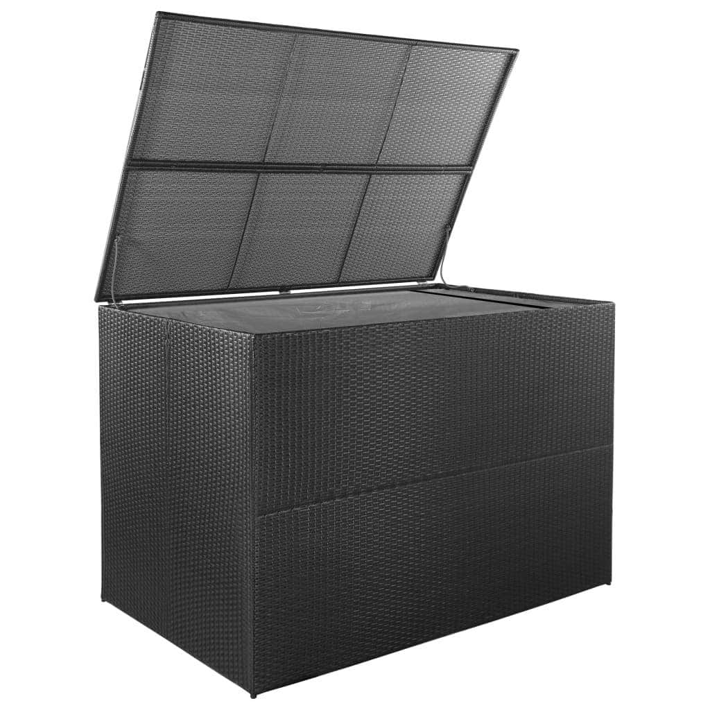 Garden Storage Box Black - Poly Rattan - Simple deals