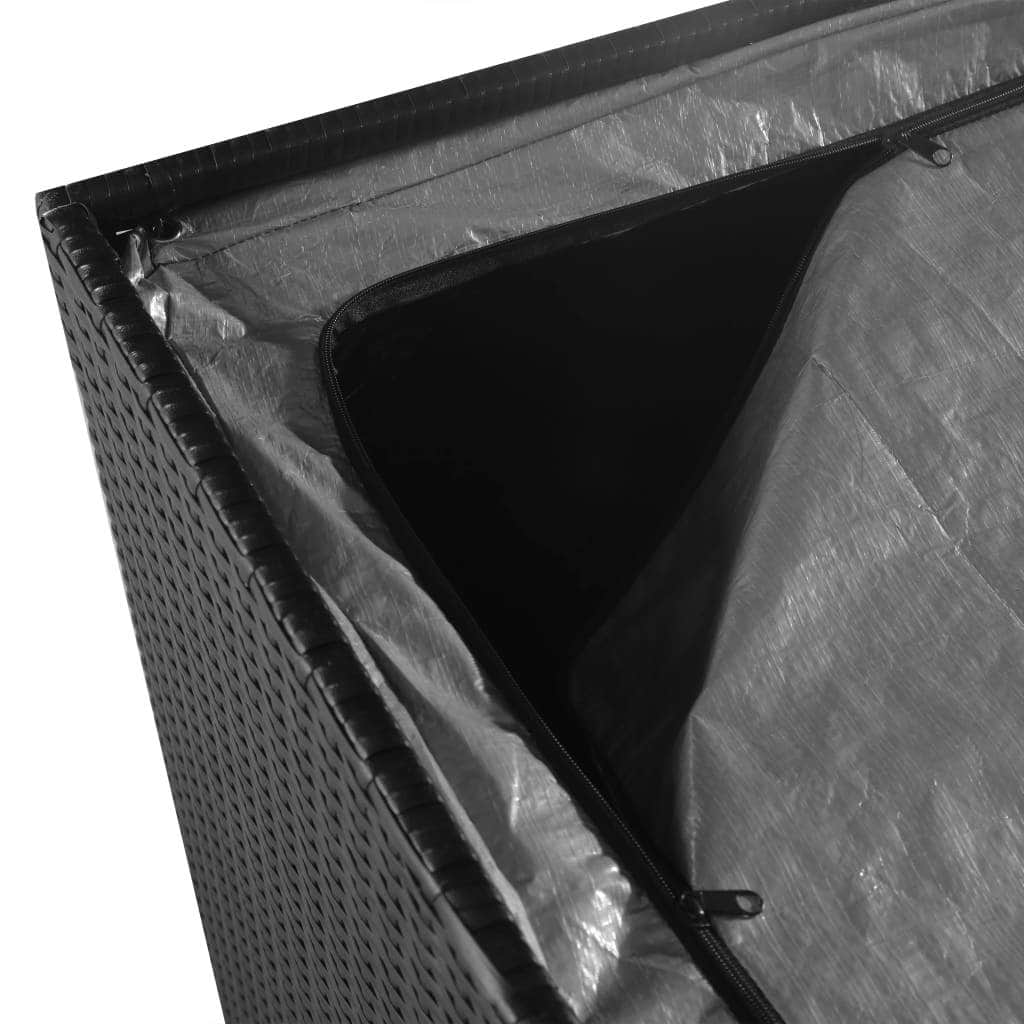 Garden Storage Box Black - Poly Rattan - Simple deals