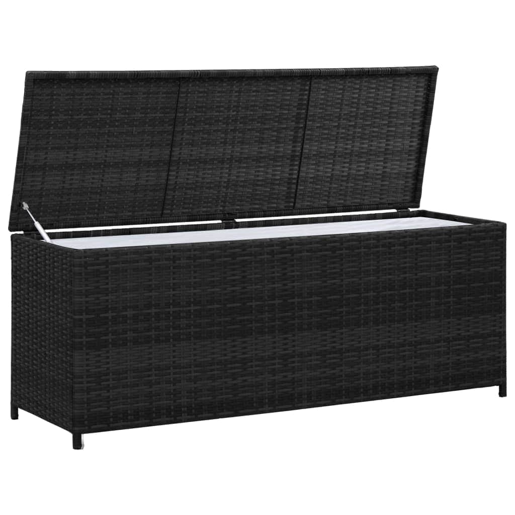 Garden Storage Box Black Poly Rattan - Simple deals