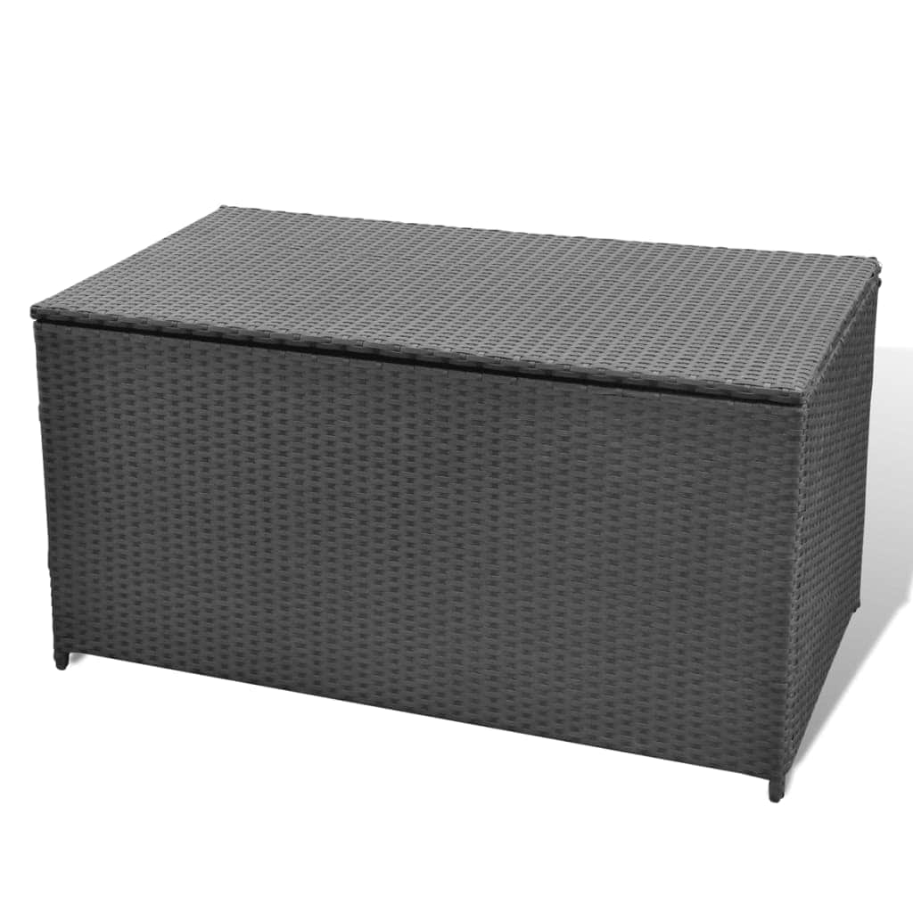 Garden Storage Box Black Poly Rattan - Simple deals