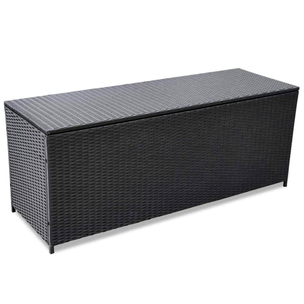 Garden Storage Box Black Poly Rattan - Simple deals