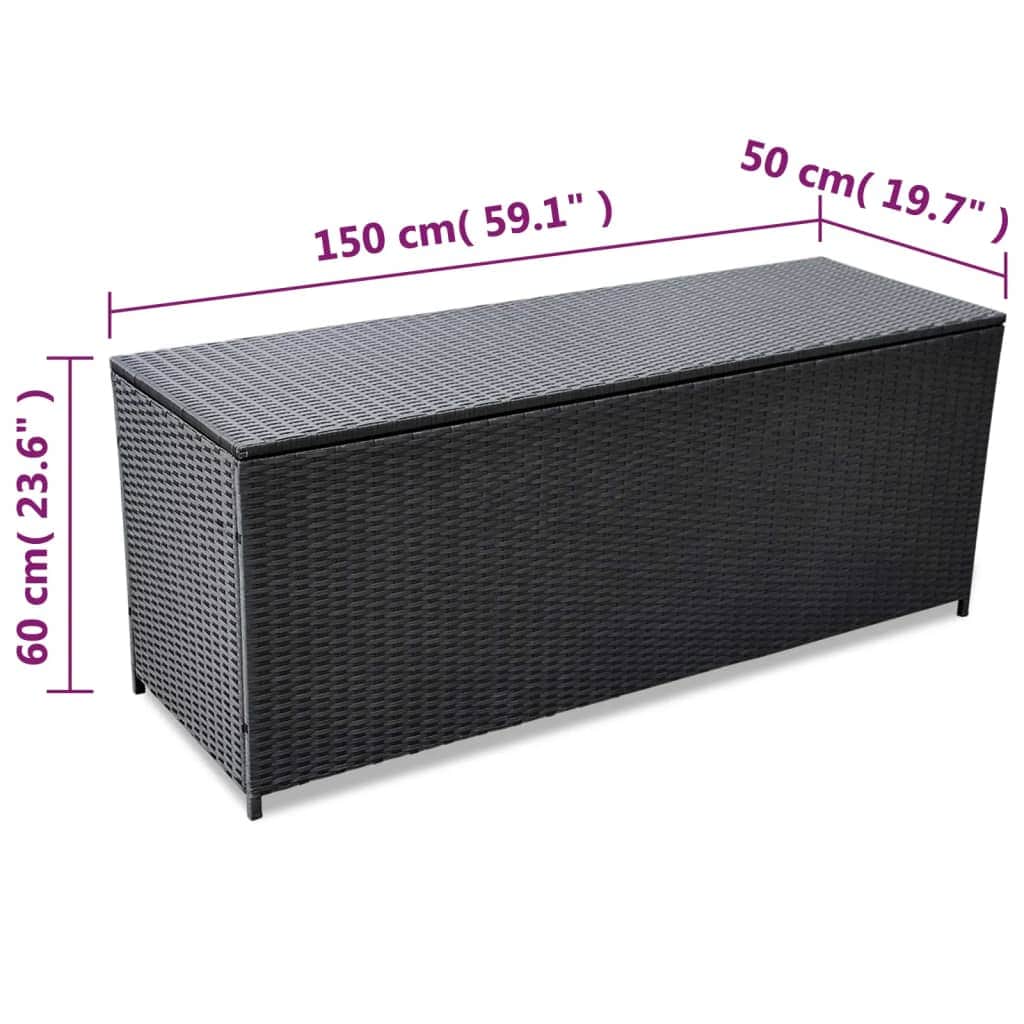 Garden Storage Box Black Poly Rattan - Simple deals