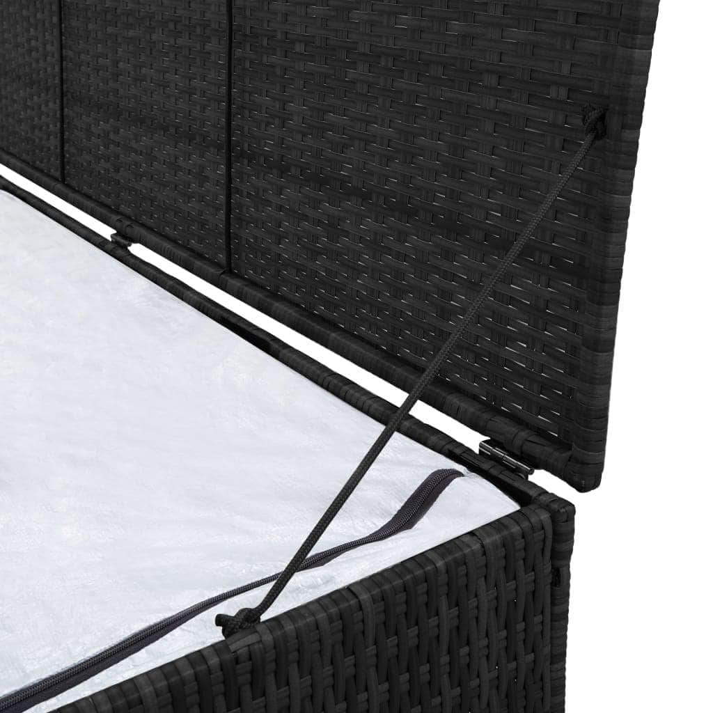 Garden Storage Box Black Poly Rattan - Simple deals