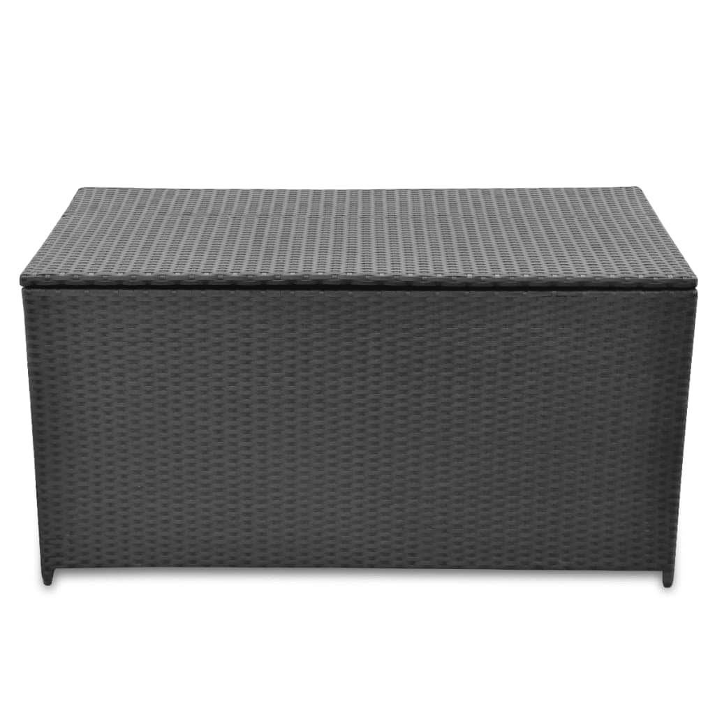 Garden Storage Box Black Poly Rattan - Simple deals