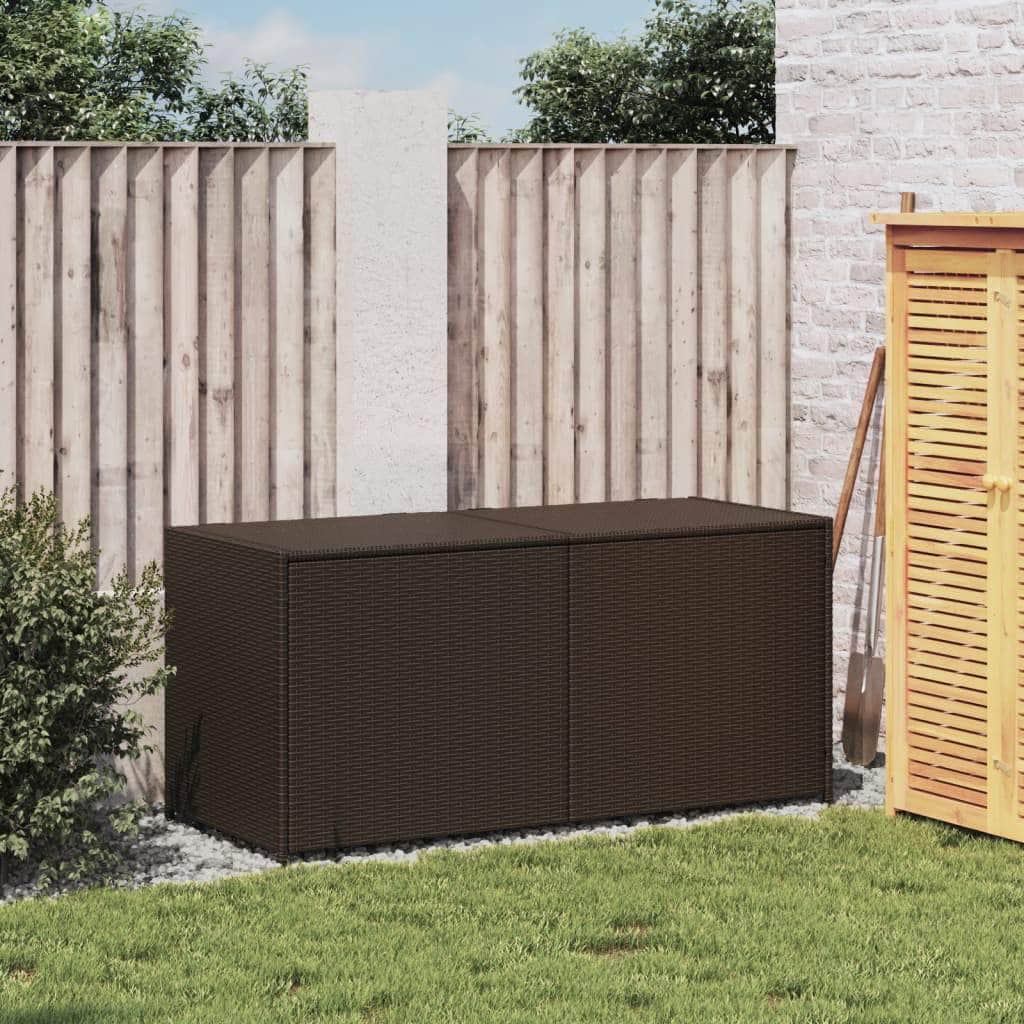 Garden Storage Box Brown 283L Poly Rattan | Rattan finish