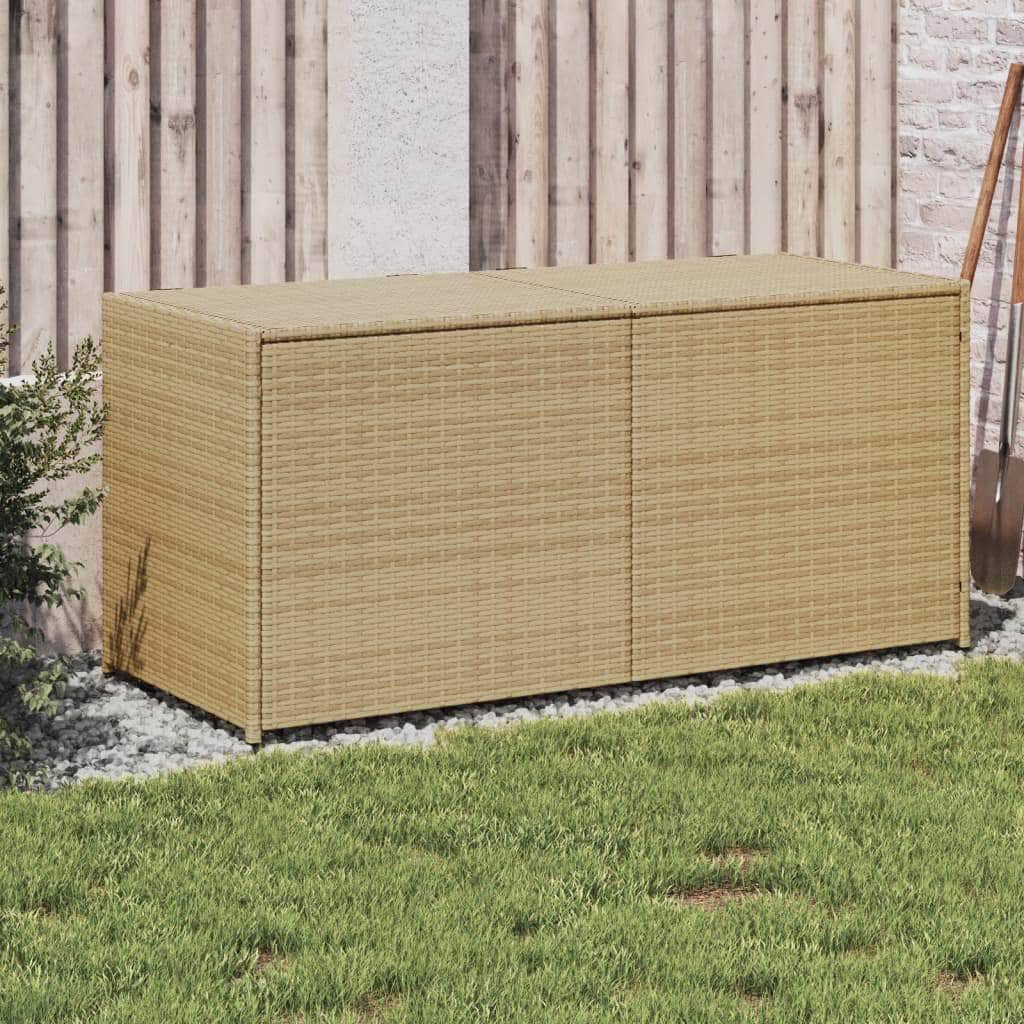 Garden Storage Box Brown 283L Poly Rattan with Brown colour