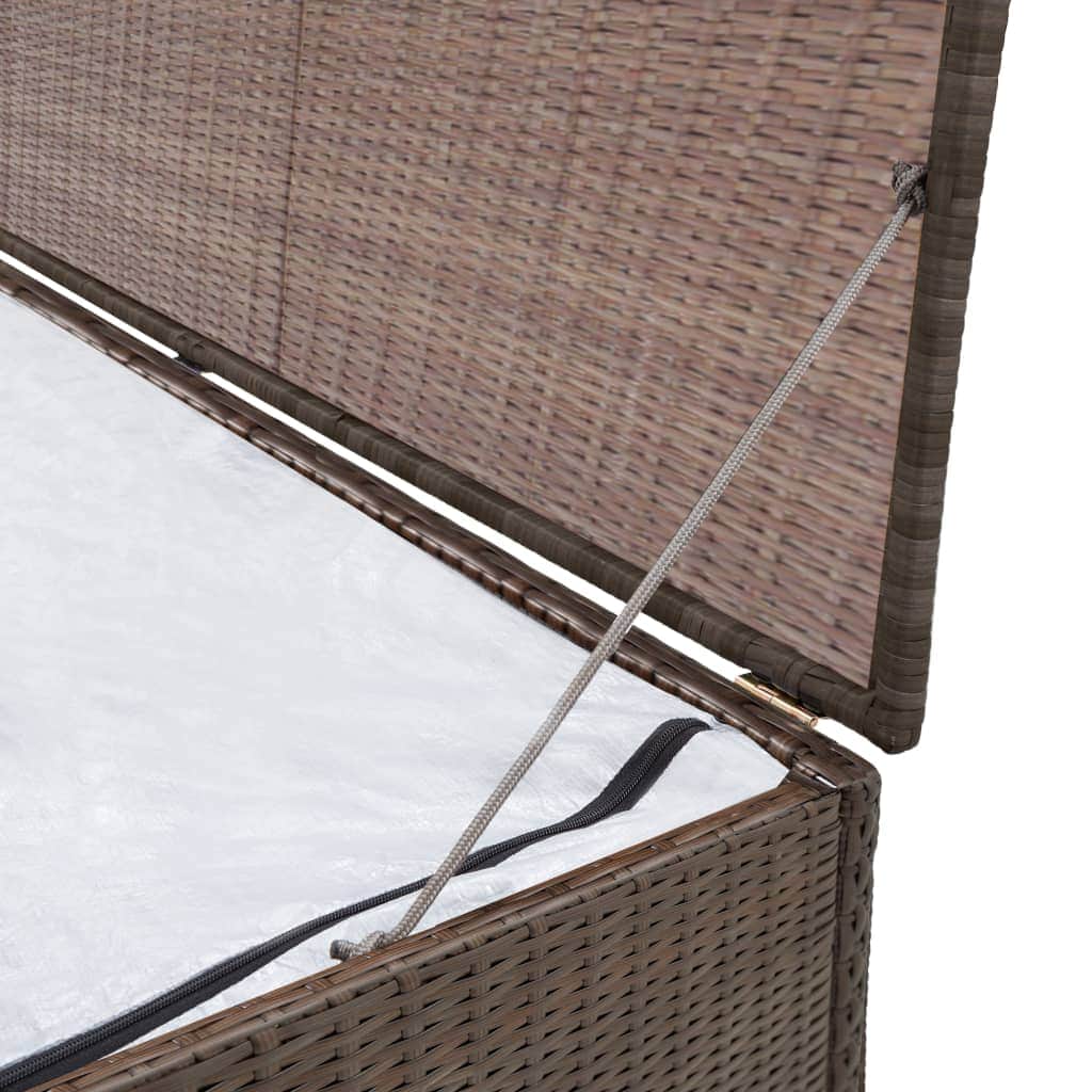 Garden Storage Box Brown Poly Rattan
