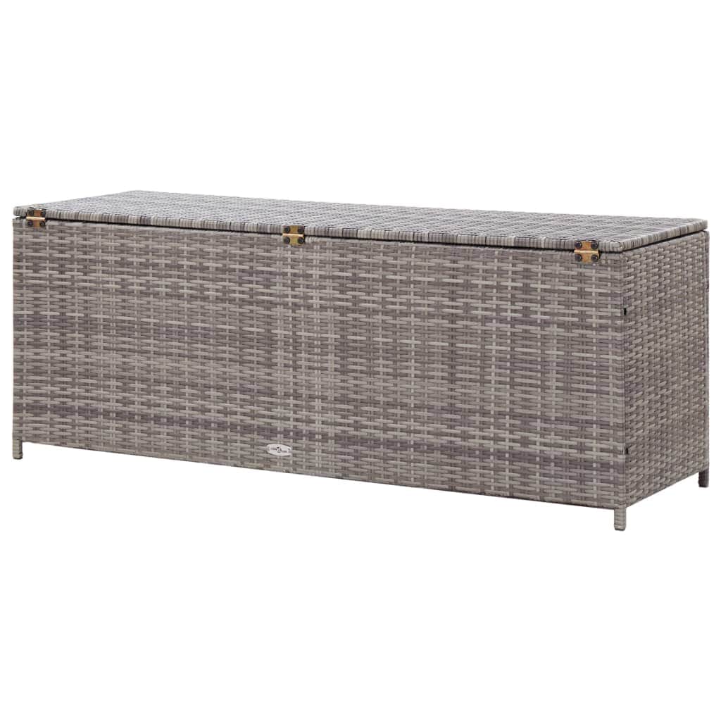 Garden Storage Box Grey Poly Rattan